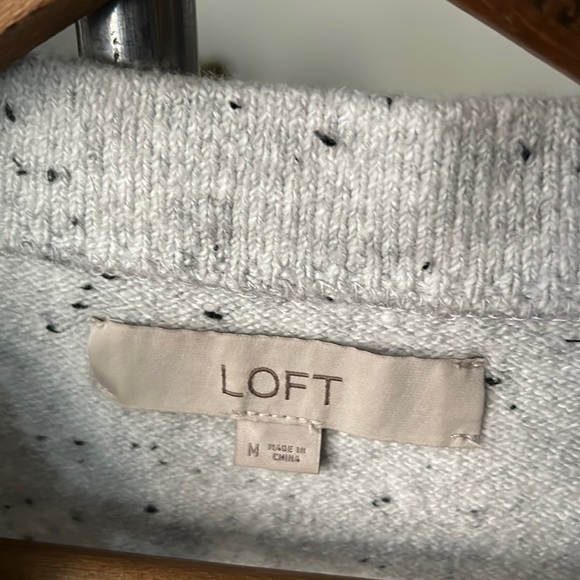 LOFT Grey Mock Neck Color Block Striped Tunic Sweater - Picture 3 of 10